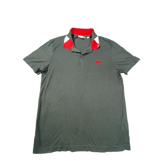 Lacoste Other - Lacoste Polo Shirt Mens S Black Red Contrast Collar Short Sleeve Logo Athletic
